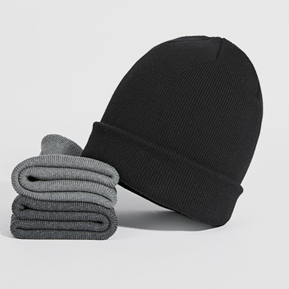 Black Beanie Hat Mens Knit Winter Cap Soft Warm Everyday Style