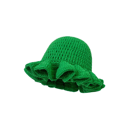 Green Crochet Bucket Hat – Handmade Knit Cap for Women & Lady Grils