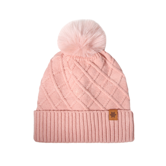 Pink Beanie Soft Knit Winter Hat Cozy Warm Stylish Cap for Women Girls