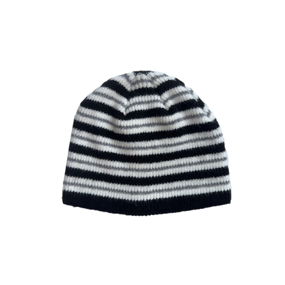 Black and White Beanie Knit Winter Hat Unisex Classic Everyday Style