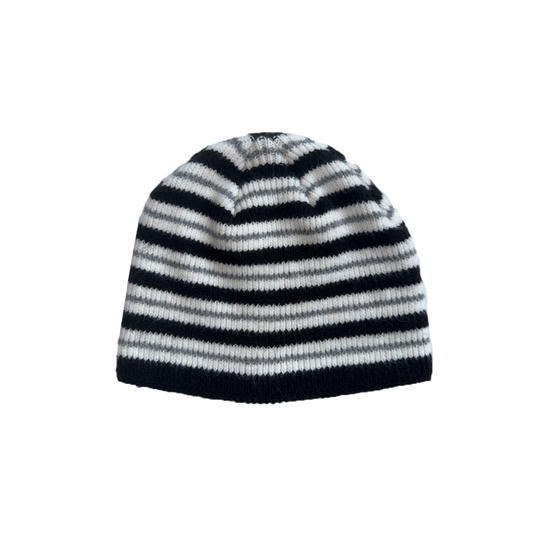 Black and White Beanie Knit Winter Hat Unisex Classic Everyday Style