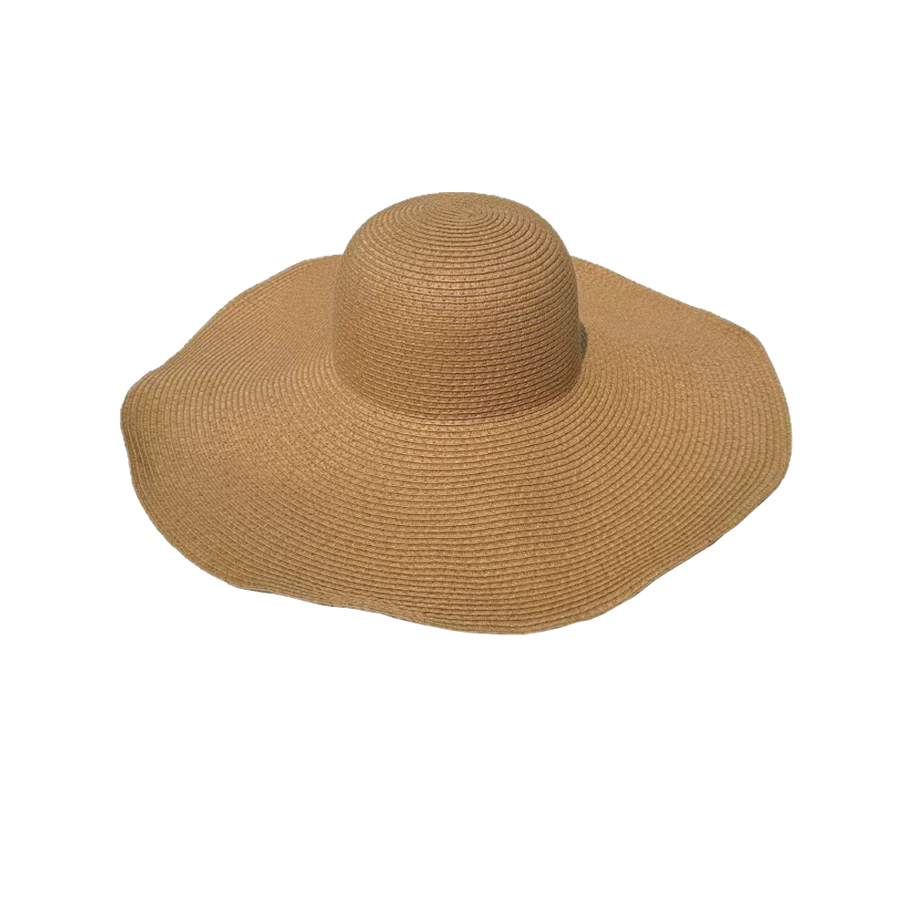Brown Straw Hat Wide Brim Foldable Beach Sun Hat Palm Leaf Vacation Style