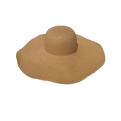 Brown Straw Hat Wide Brim Foldable Beach Sun Hat Palm Leaf Vacation Style