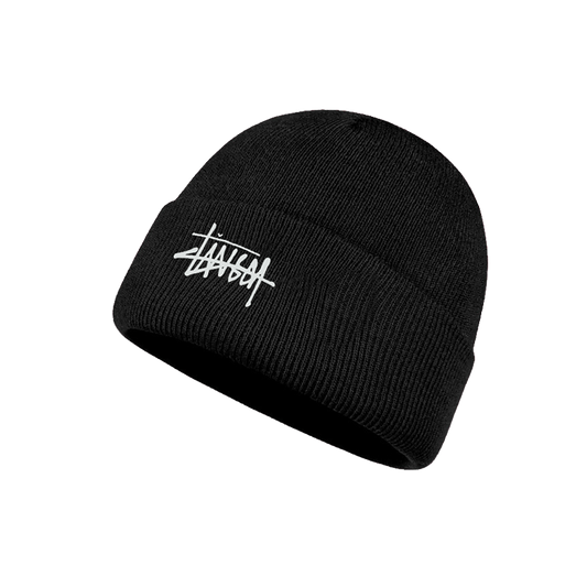 Mens Designer Black Beanie Premium Knit Winter Hat Everyday Street Style