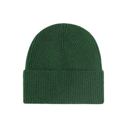 Green Beanie Wool Knit Winter Hat Dark Forest Cap for Men Women