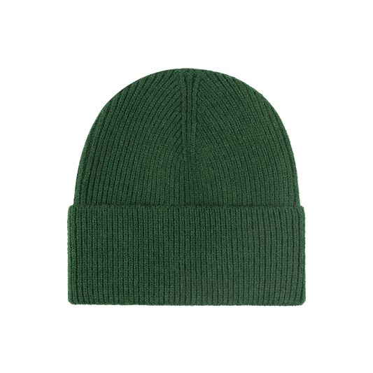 Green Beanie Wool Knit Winter Hat Dark Forest Cap for Men Women