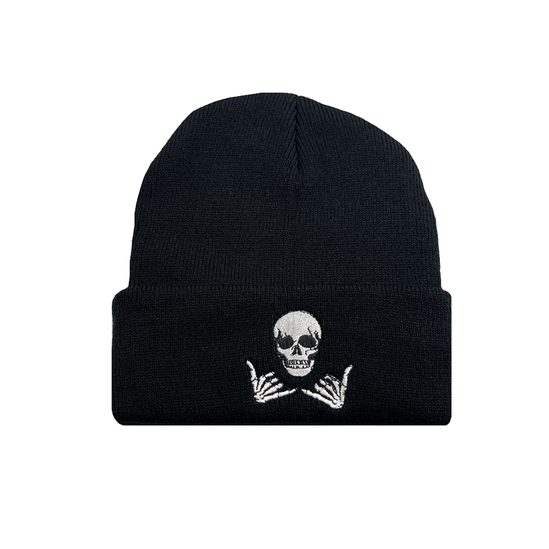 Skull Cap Beanie Black Skeleton Knit Hat for Men Warm Winter Streetwear Style