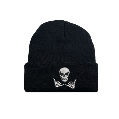 Skull Cap Beanie Black Skeleton Knit Hat for Men Warm Winter Streetwear Style