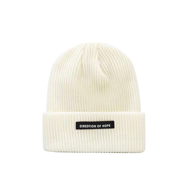 100% Cotton White Beanie Mens Soft Knit Slouchy Winter Cap with Pom Pom