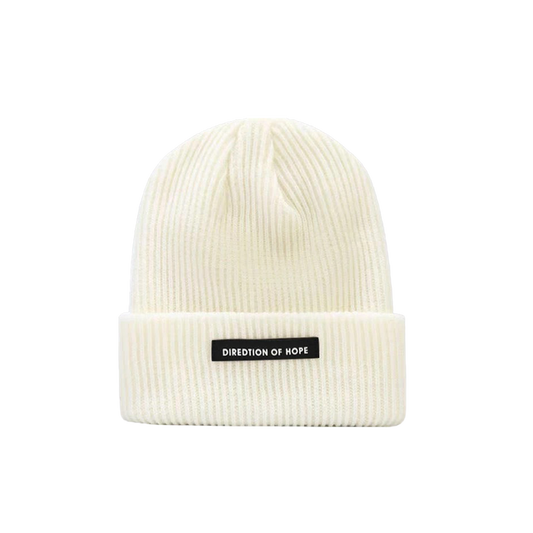 100% Cotton White Beanie Mens Soft Knit Slouchy Winter Cap with Pom Pom
