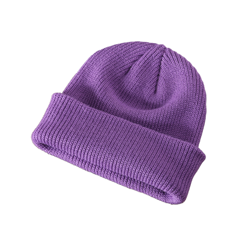 Purple Beanie Soft Knit Winter Hat Lavender Cap for Men Women