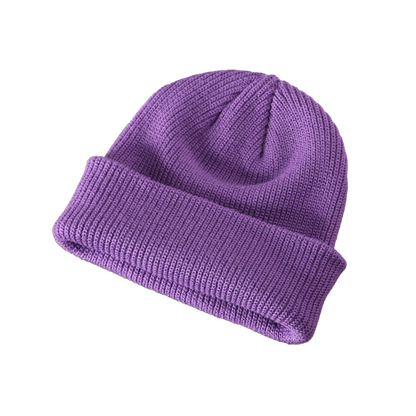 Purple Beanie Soft Knit Winter Hat Lavender Cap for Men Women