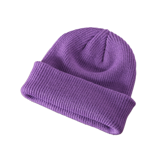 Purple Beanie Soft Knit Winter Hat Lavender Cap for Men Women