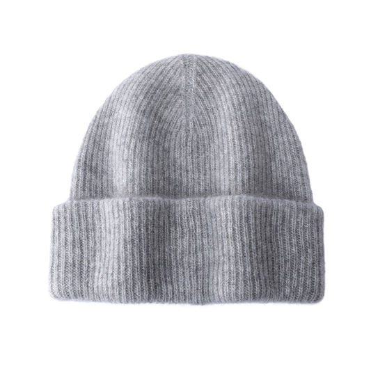Grey Wool Beanie Soft Knit Winter Hat Polo Style Cap for Men