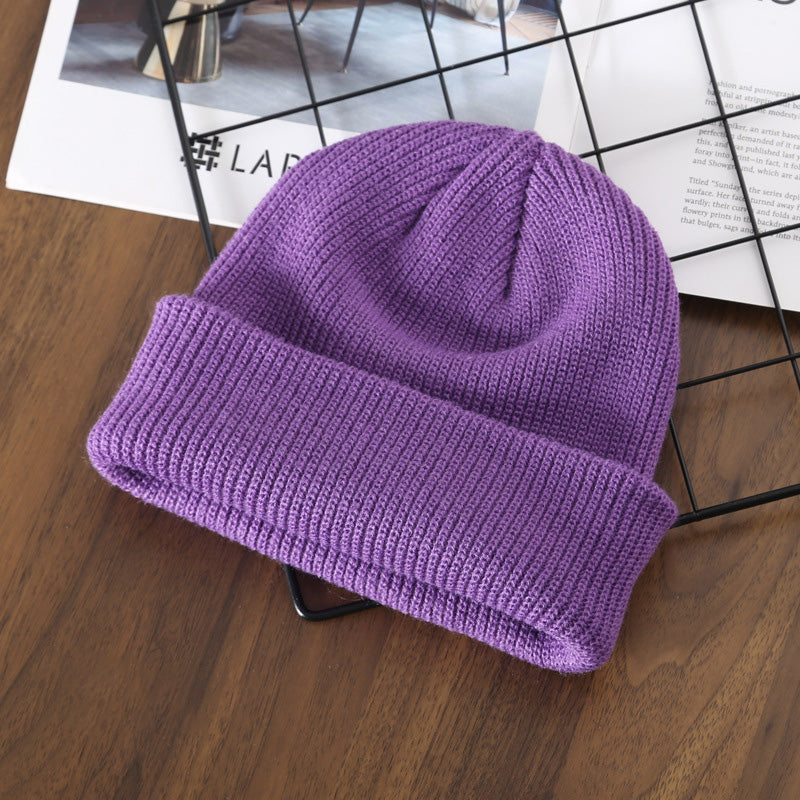 Purple Beanie Soft Knit Winter Hat Lavender Cap for Men Women