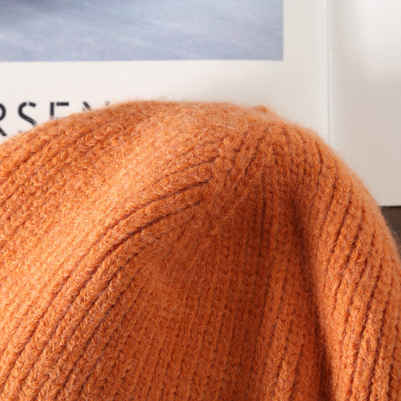 Orange Beanie Soft Knit Winter Hat Warm Stretch Cap for Men Women