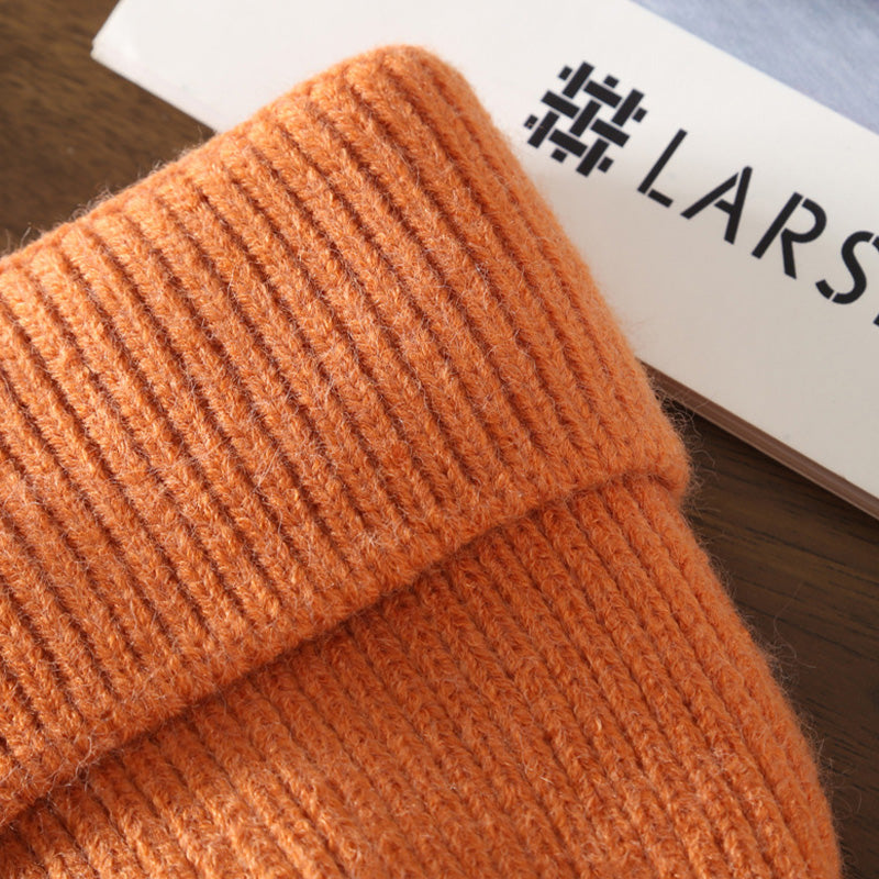 Orange Beanie Soft Knit Winter Hat Warm Stretch Cap for Men Women