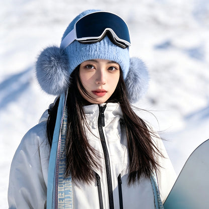 Beanie with Ear Flaps Warm Knit Winter Hat Soft Windproof Cap for Men Women