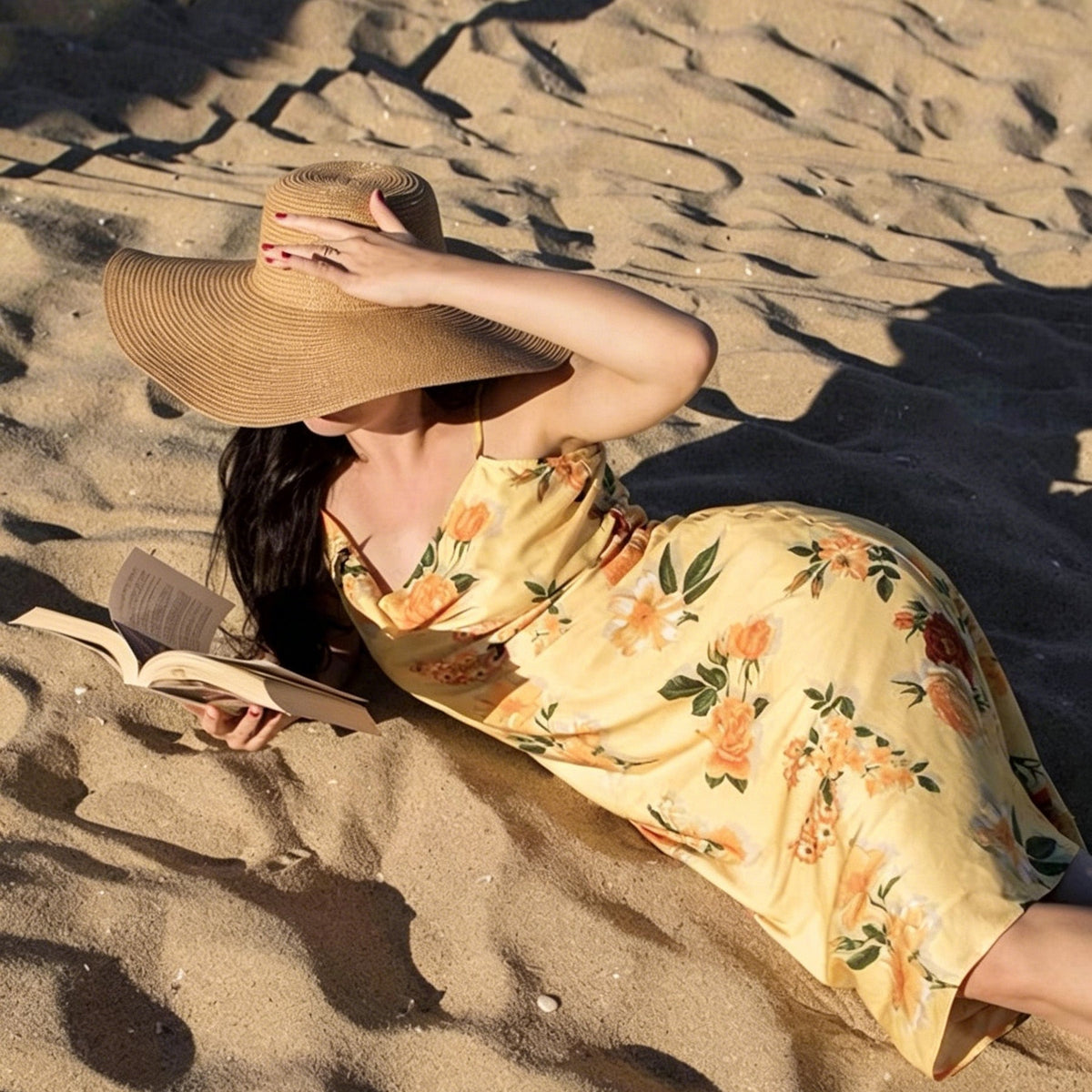 Brown Straw Hat Wide Brim Foldable Beach Sun Hat Palm Leaf Vacation Style