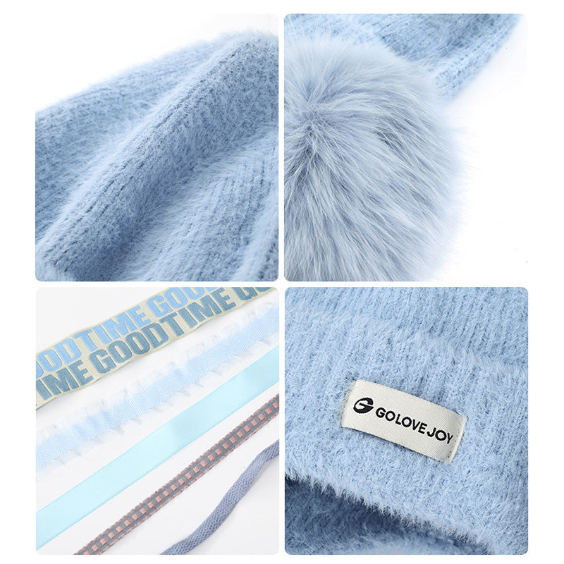 Beanie with Ear Flaps Warm Knit Winter Hat Soft Windproof Cap for Men Women