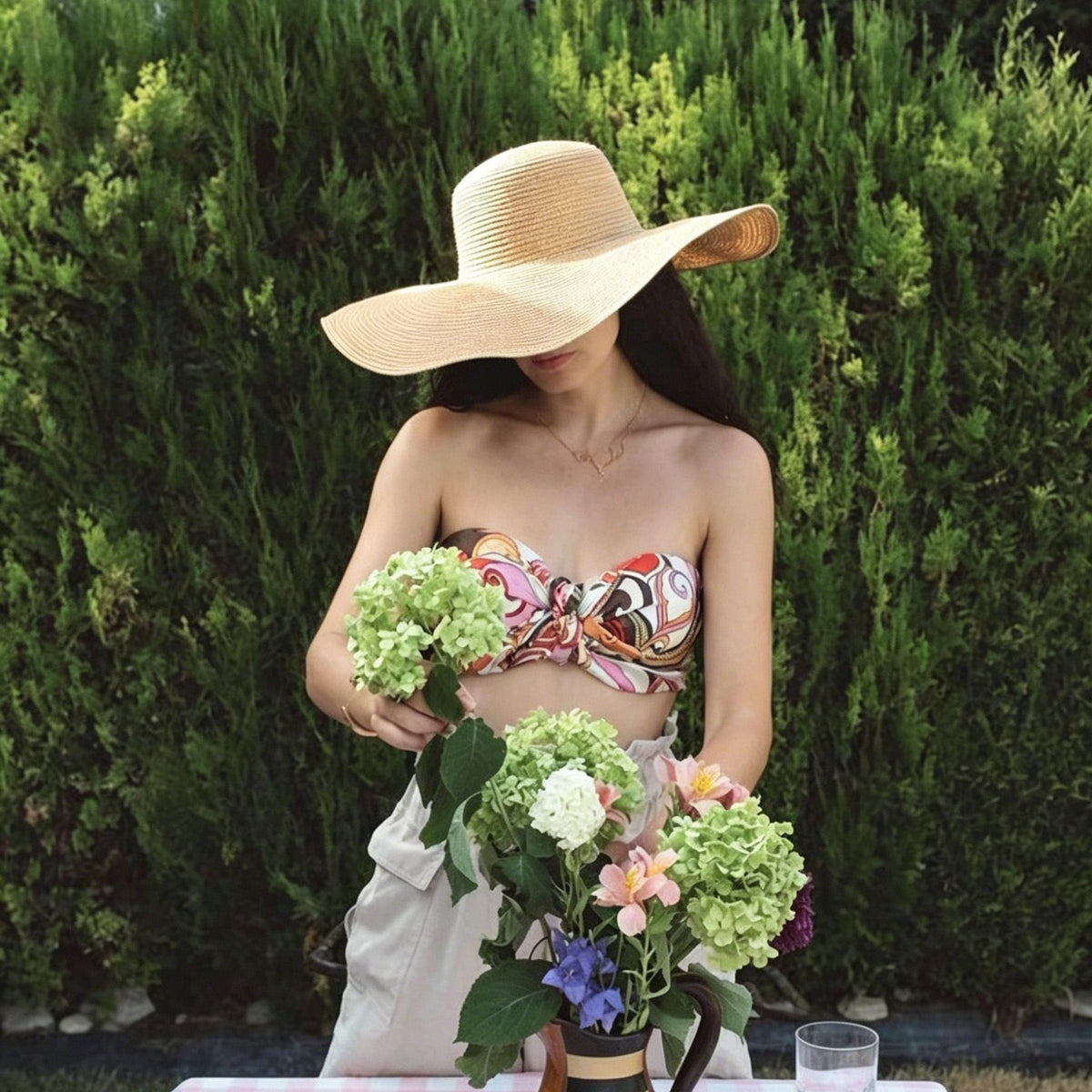 Brown Straw Hat Wide Brim Foldable Beach Sun Hat Palm Leaf Vacation Style