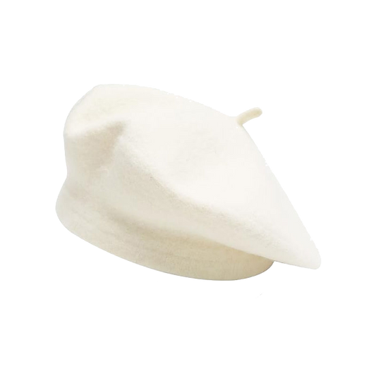 White Beret Wool French Hat Solid Color Beret Cap for Women Girls