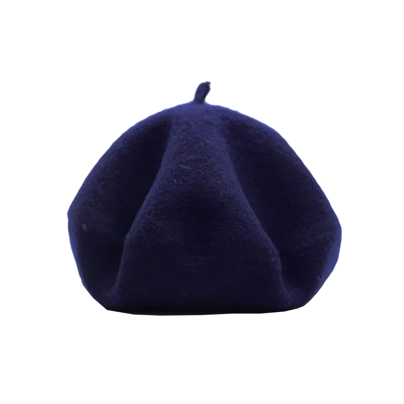 Blue Beret Wool Hat Solid Color French Style Winter Warm Cap for Women Girls Lady