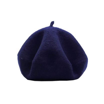 Blue Beret Wool Hat Solid Color French Style Winter Warm Cap for Women Girls Lady