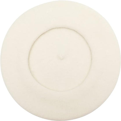 White Beret Wool French Hat Solid Color Beret Cap for Women Girls