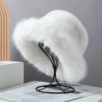 Faux Fur Bucket Hat – Cozy Winter Hat in Black, White, Beige, Gray & Brown