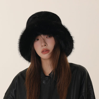 Faux Fur Bucket Hat – Cozy Winter Hat in Black, White, Beige, Gray & Brown