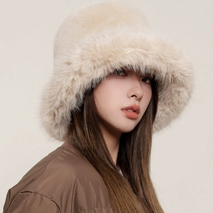 Faux Fur Bucket Hat – Cozy Winter Hat in Black, White, Beige, Gray & Brown