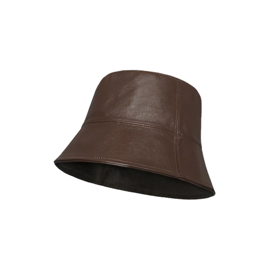 Leather Bucket Hat – Black, Off-White, Gray, Brown & Khaki