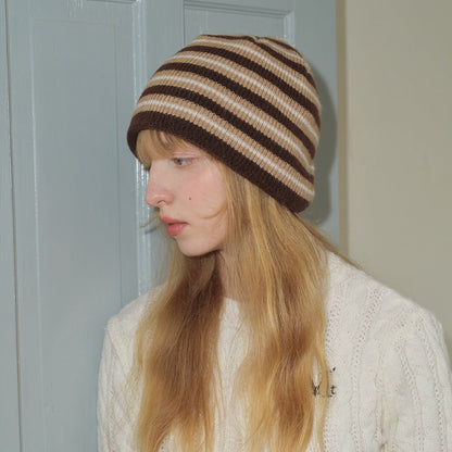 Black and White Beanie Knit Winter Hat Unisex Classic Everyday Style