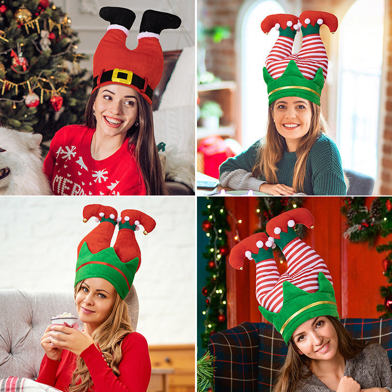 Funny Personalized Santa Hat Weird Claus Creative Red Leg Party Cap