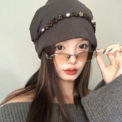 Vintage Beanie Retro Knit Winter Hat Classic Ski Style for Women