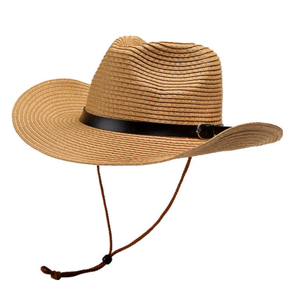 Straw Fishing Hat Wide Brim Breathable Foldable Outdoor Sun Hat for Men