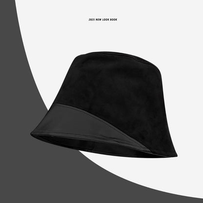 Tan Bucket Hat Brown Suede Leather Patchwork Vintage Wide Fit Stylish Cap