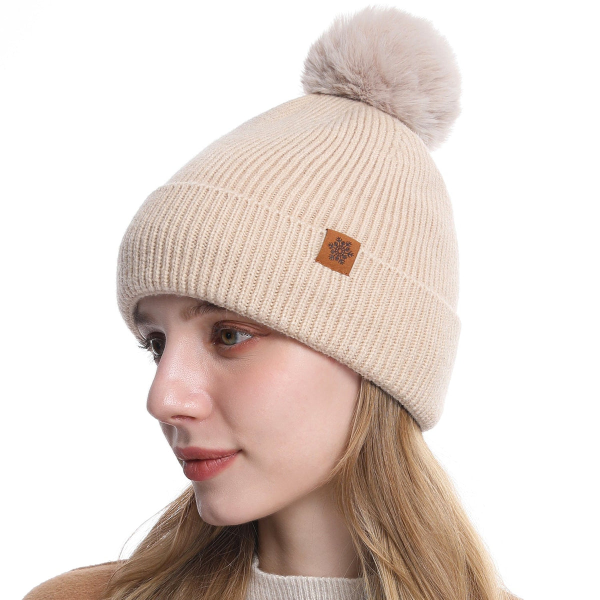 Winter Beanie Soft Knit Hat Warm Fuzzy Cap for Women Everyday Cold Weather Style