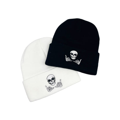 Skull Cap Beanie Black Skeleton Knit Hat for Men Warm Winter Streetwear Style