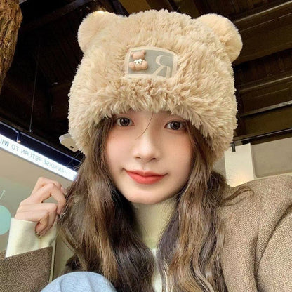 Beanie with Ears Cute Knit Winter Hat Soft Warm Animal Style for Adults Unisex