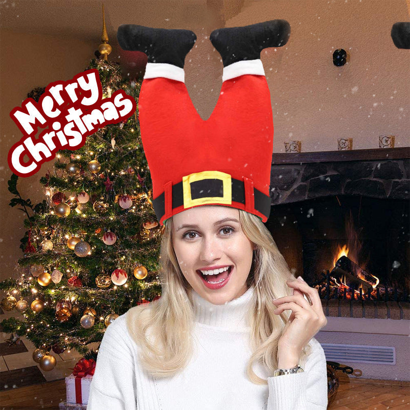 Funny Personalized Santa Hat Weird Claus Creative Red Leg Party Cap