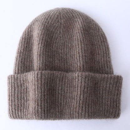 Grey Wool Beanie Soft Knit Winter Hat Polo Style Cap for Men