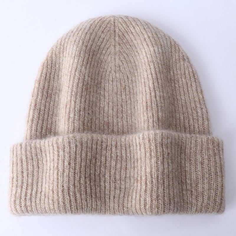 Grey Wool Beanie Soft Knit Winter Hat Polo Style Cap for Men
