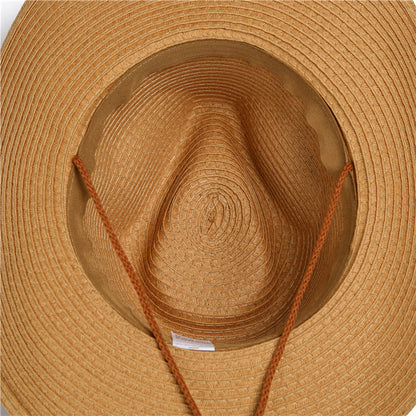 Straw Fishing Hat Wide Brim Breathable Foldable Outdoor Sun Hat for Men