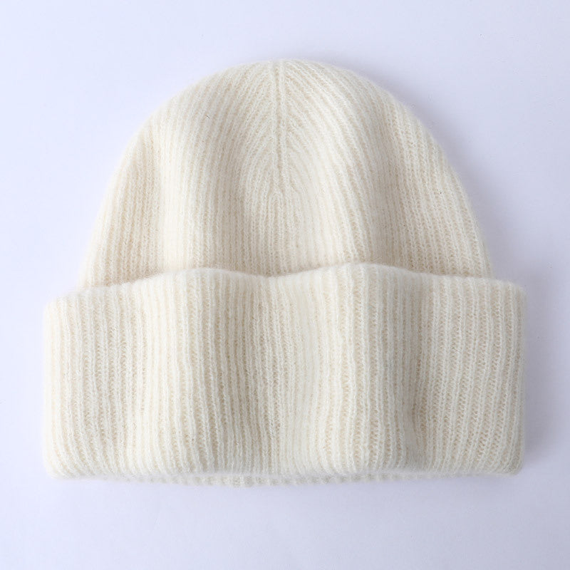 Grey Wool Beanie Soft Knit Winter Hat Polo Style Cap for Men
