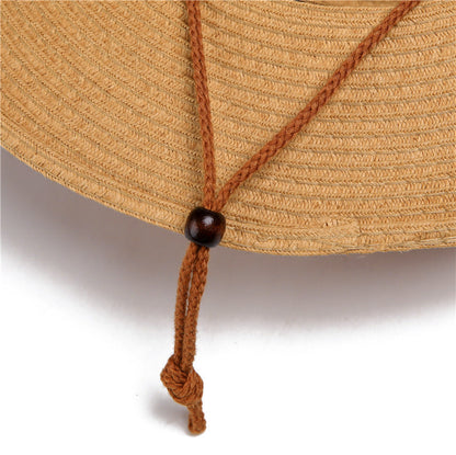 Straw Fishing Hat Wide Brim Breathable Foldable Outdoor Sun Hat for Men