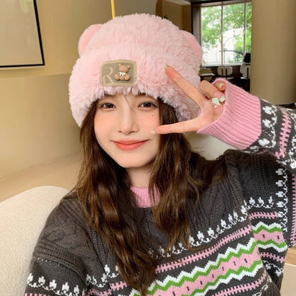 Beanie with Ears Cute Knit Winter Hat Soft Warm Animal Style for Adults Unisex