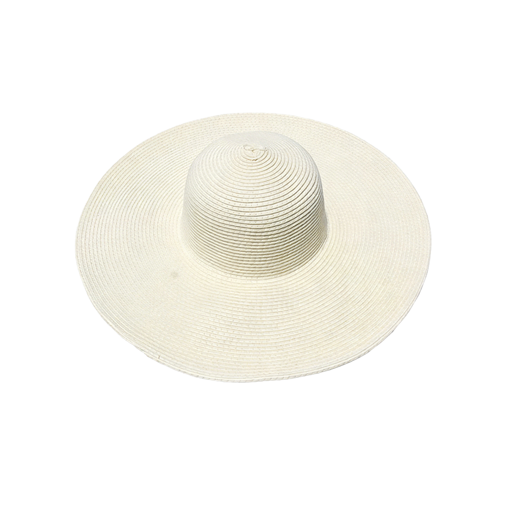 White Straw Hat Womens Foldable Wide Brim Beach Sun Hat Vacation Style