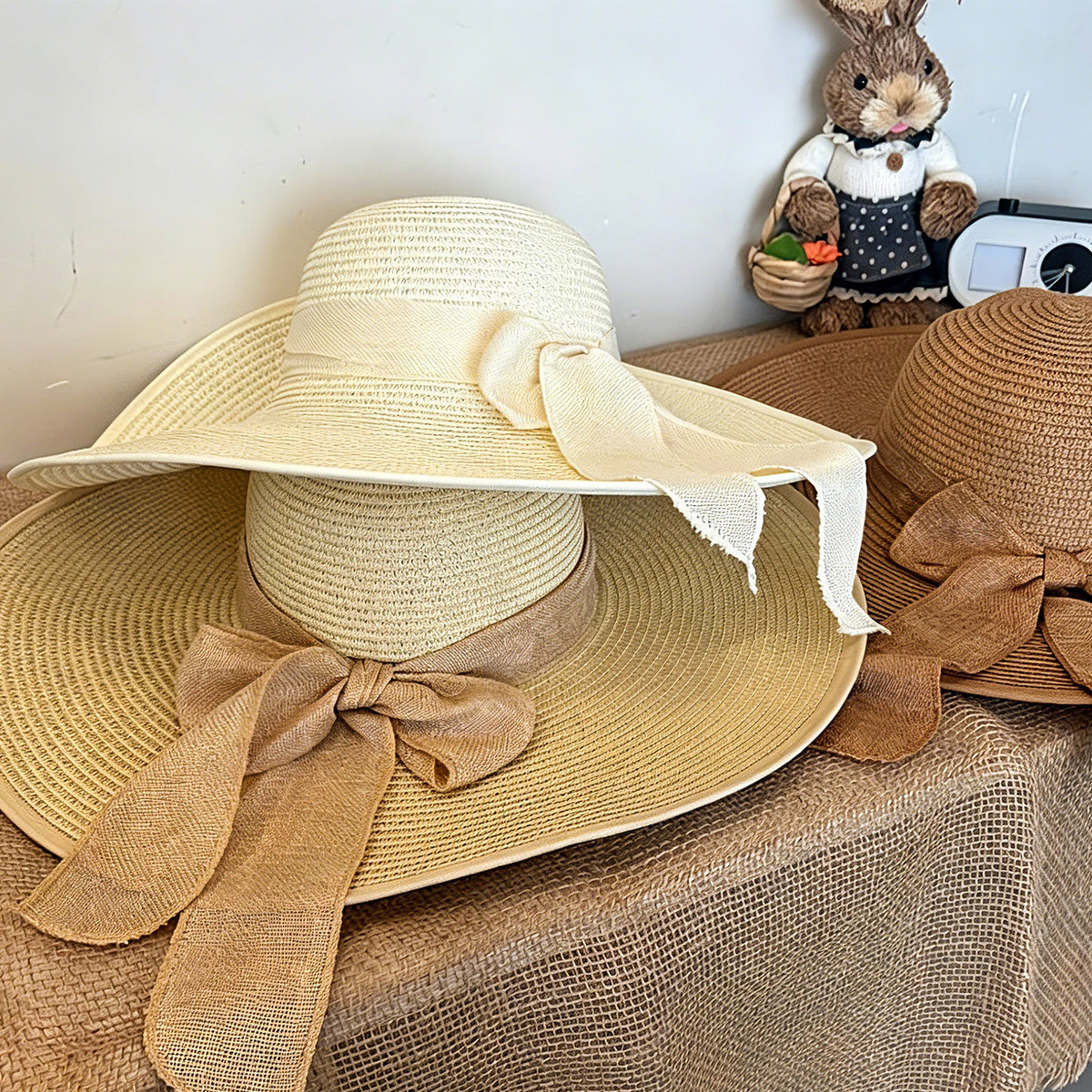 Wide Brim Straw Hat Womens Beach Sun Hat Vacation Style for Women